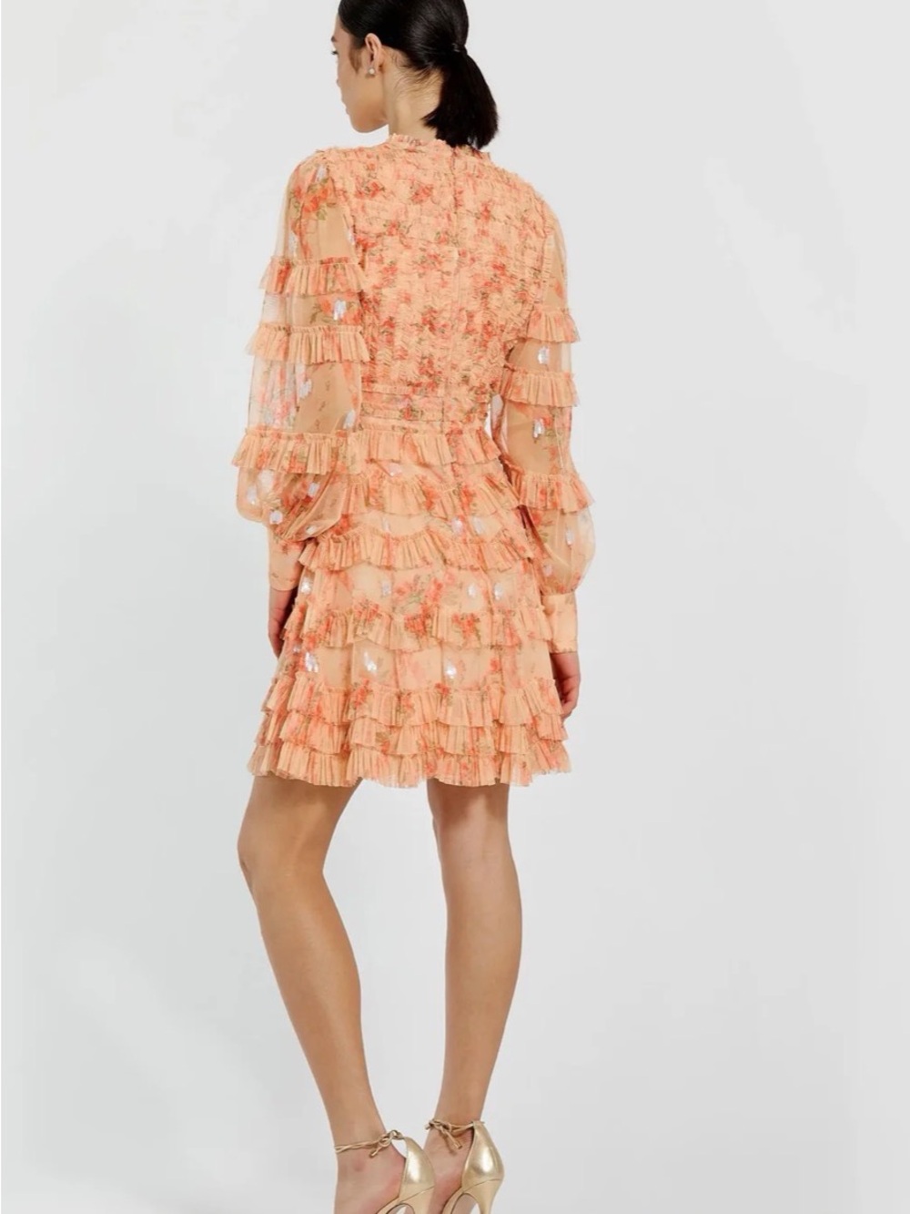 IEENA for Mac Douggal size 10 Orange Key Hole Detail Long Sleeve Dress - Picture 3 of 11
